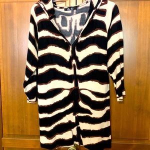 Hooded Long Sweater Animal Print
